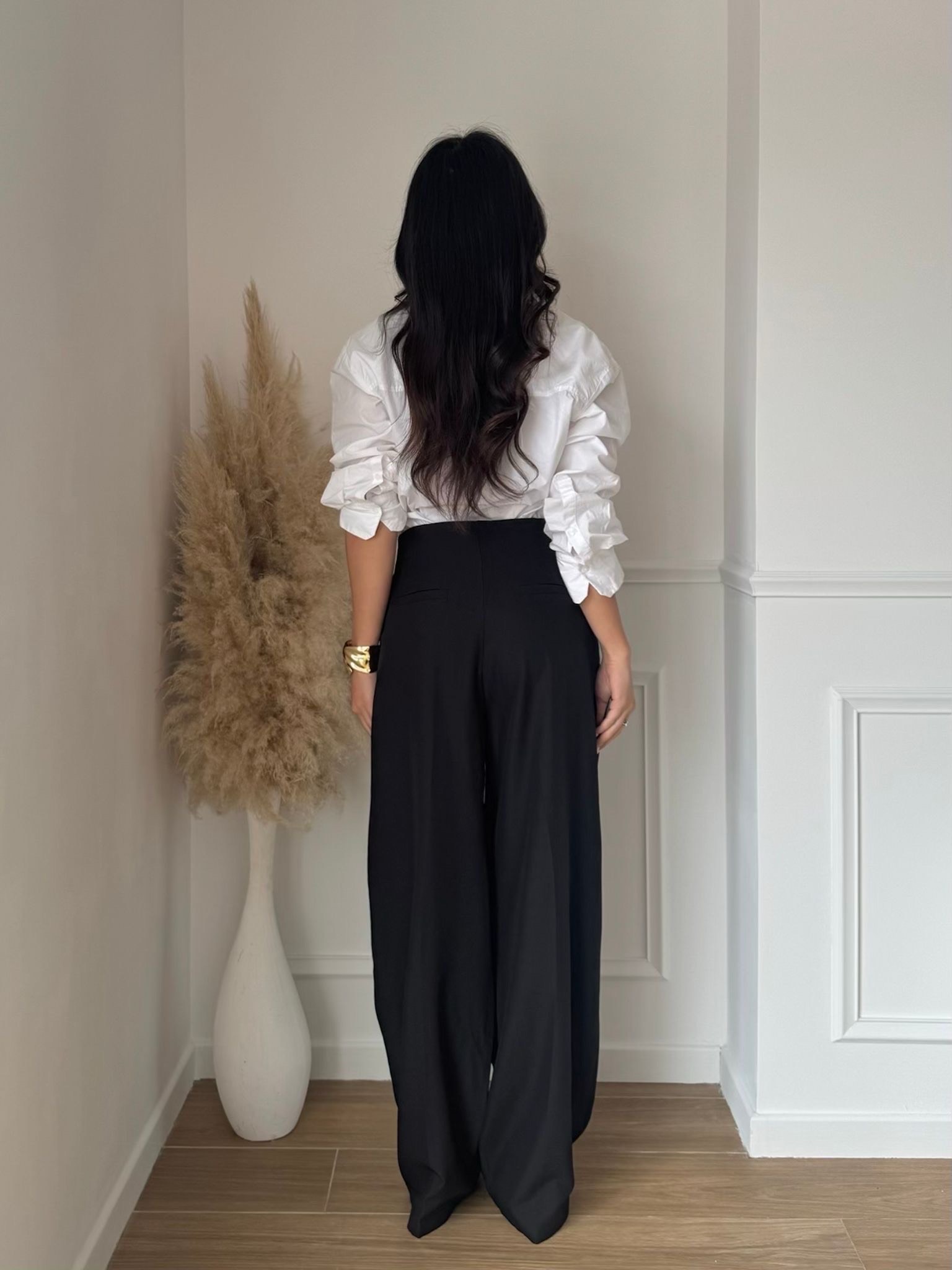 Pantalon Large Taille Haute – Élégance Chic & Confort Absolu – Noir – Image 3