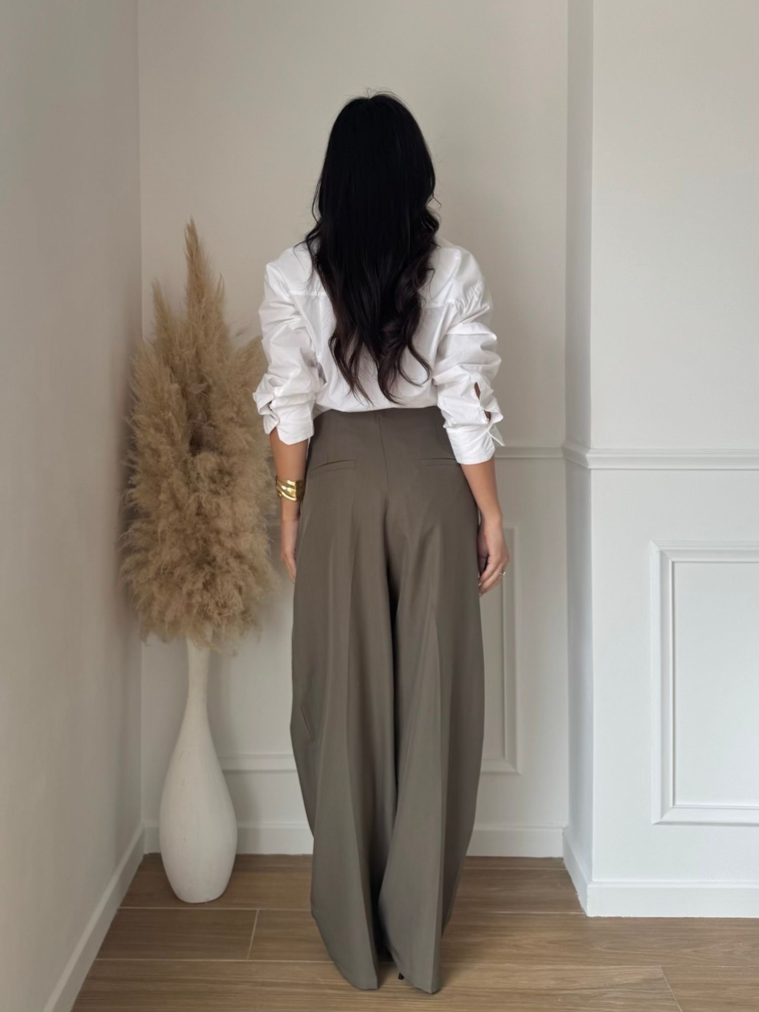 Pantalon Large Taille Haute – Élégance Chic & Confort Absolu – Taupe – Image 2