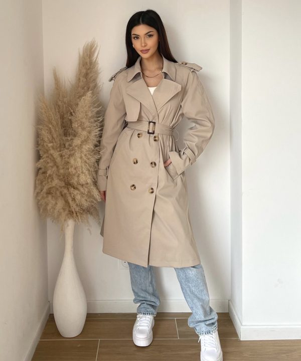 Trench Long Classique – L’incontournable du dressing – Beige