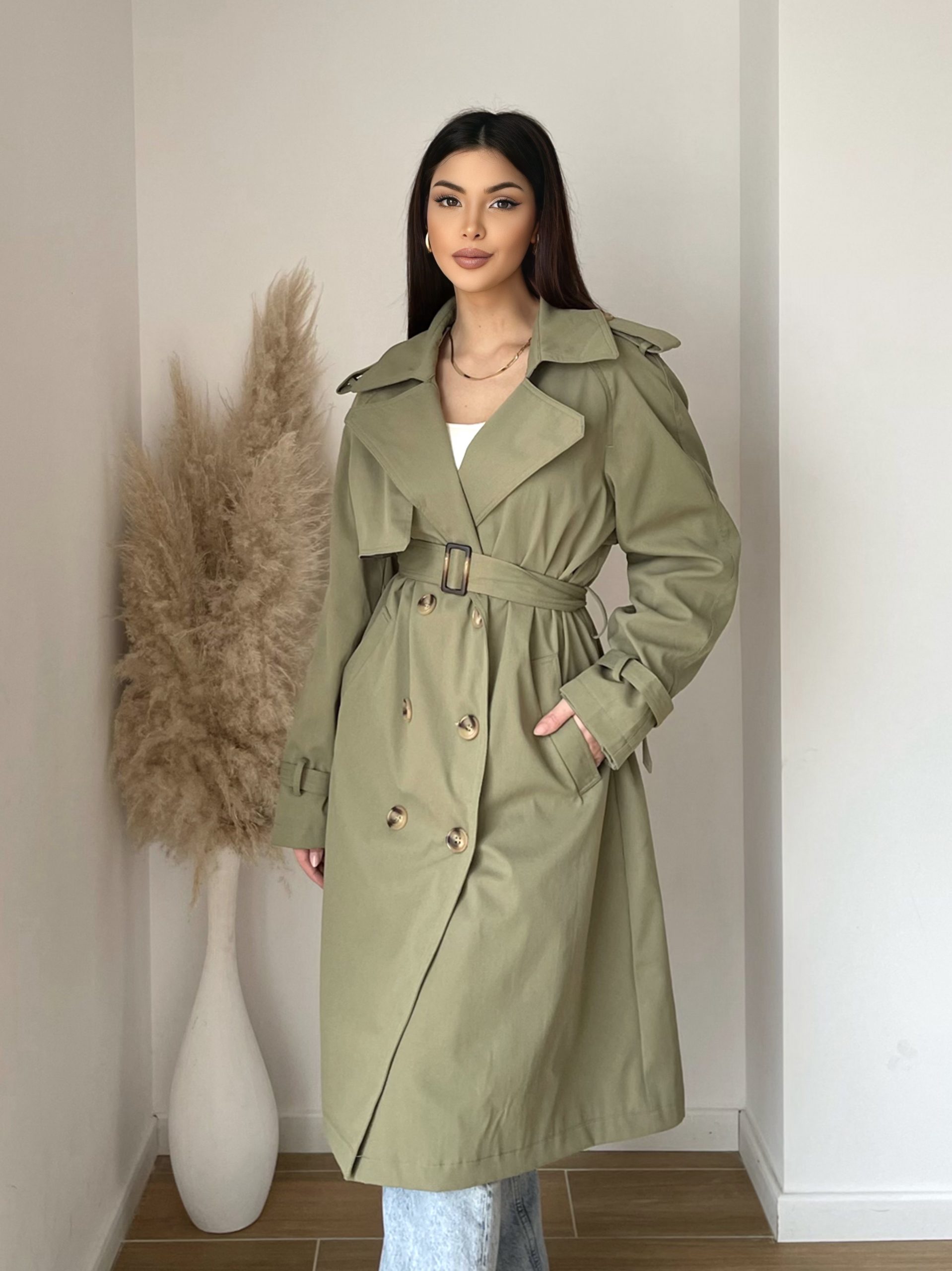 Trench Long Classique – L’incontournable du dressing – Kaki