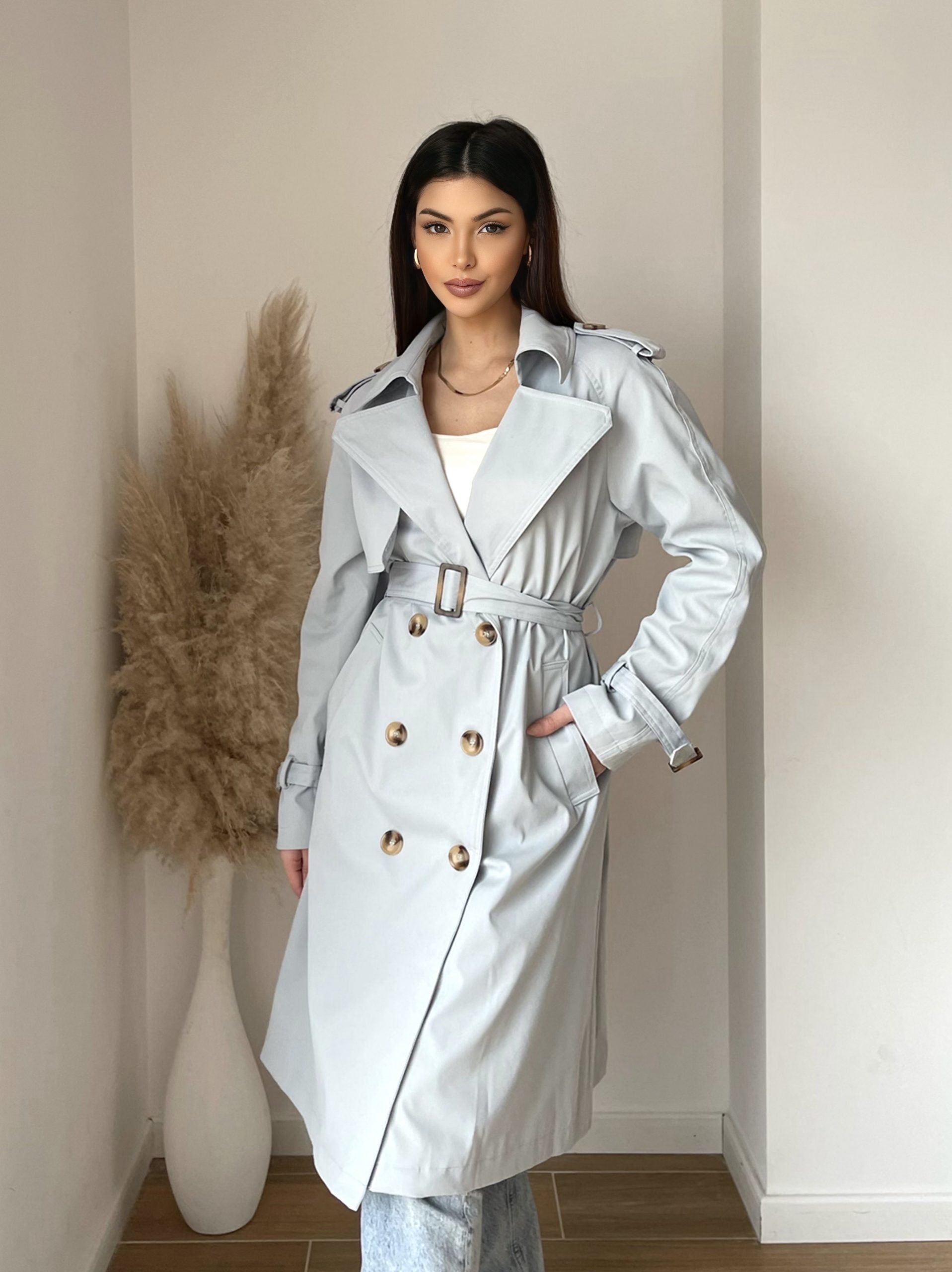Trench Long Classique – L’incontournable du dressing – Bleu