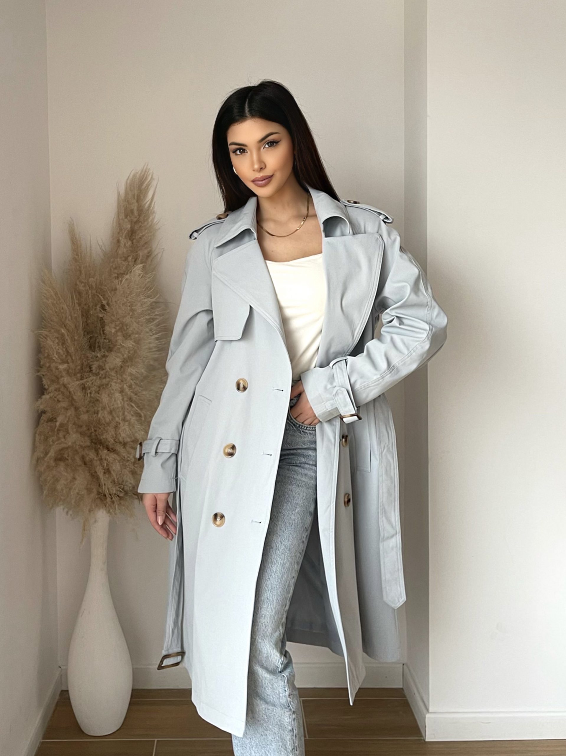 Trench Long Classique – L’incontournable du dressing – Bleu – Image 2