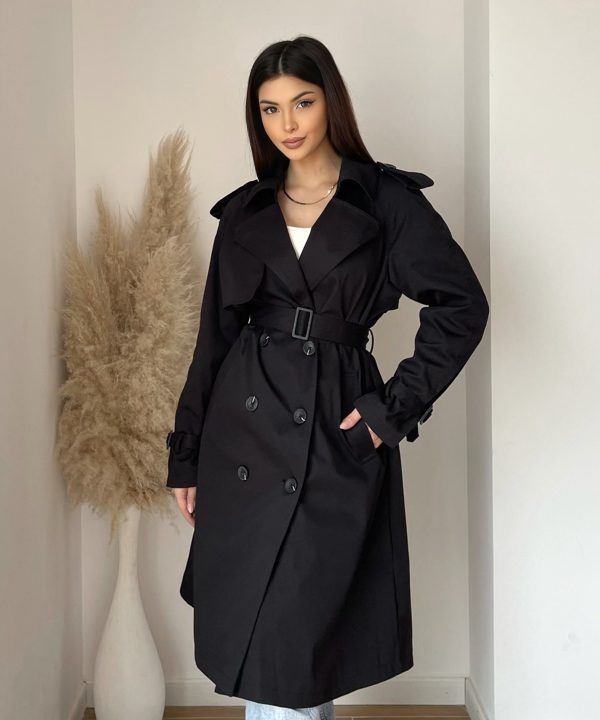Trench Long Classique – L’incontournable du dressing – Noir